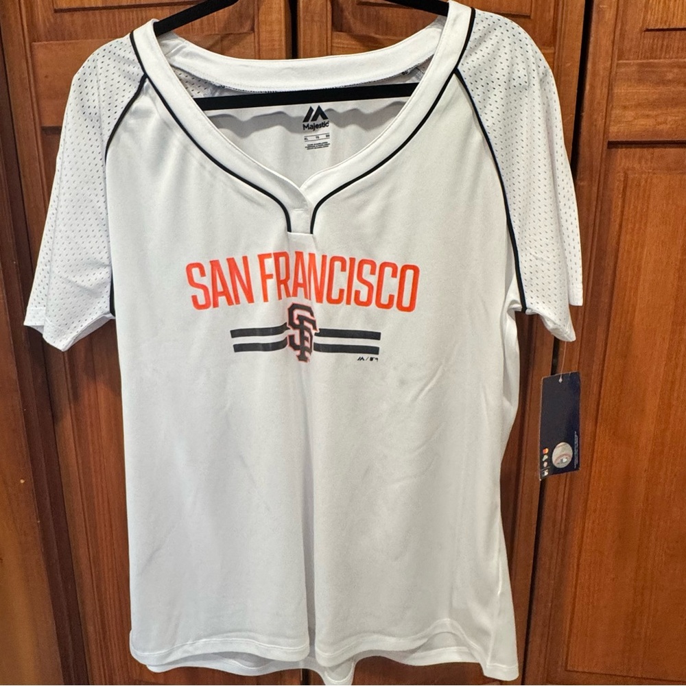 Majestic White and Orange San Francisco Women's Jersey